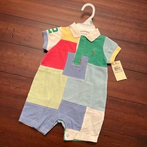 New Ralph Lauren Baby Boy Patchwork Polo Shortall